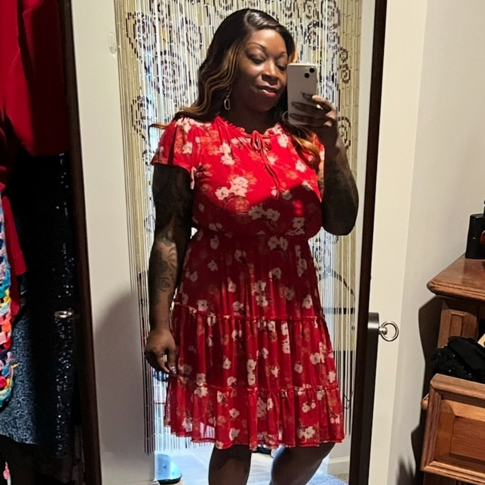 Floral Red Dress💃🏾